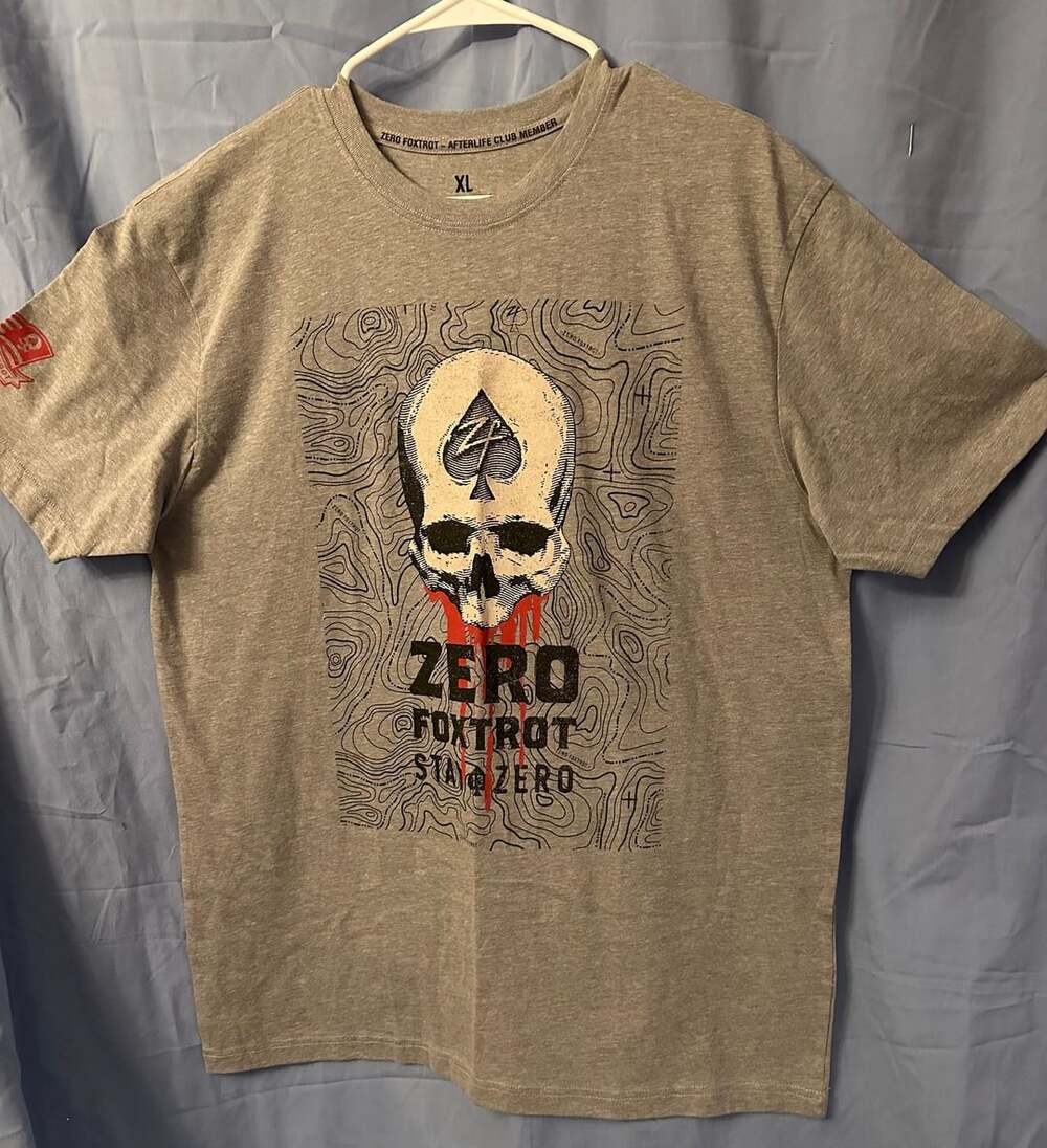 Zero Foxtrot Bleeding Alc T-Shirt, Size XL, Heather Gray Graphic Tee